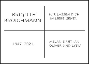 Traueranzeige von Brigitte Broichmann von Aachener Zeitung / Aachener Nachrichten