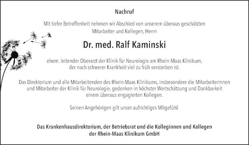  Traueranzeige für Ralf Kaminski vom 30.10.2021 aus Aachener Zeitung / Aachener Nachrichten