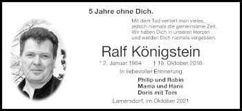 Traueranzeige von Ralf Königstein von Zeitung am Sonntag