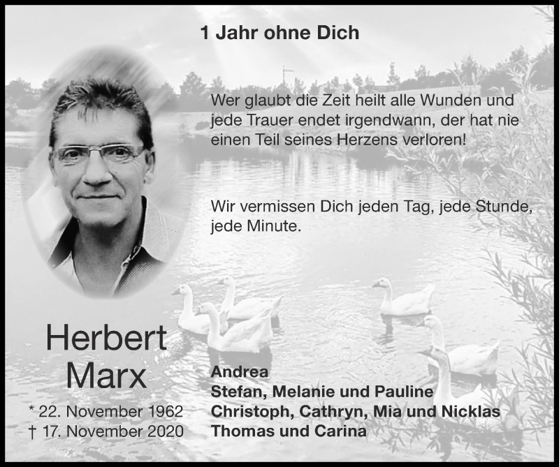 Traueranzeigen von Herbert Marx Aachen gedenkt
