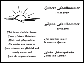 Traueranzeige von Hubert Faulhammer von Zeitung am Sonntag
