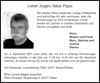 Traueranzeige von Jürgen  von Zeitung am Sonntag