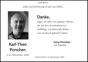 Traueranzeige von Karl-Theo Porschen von Zeitung am Sonntag