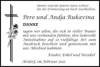 Traueranzeige von Andja  Rukavina von Zeitung am Sonntag