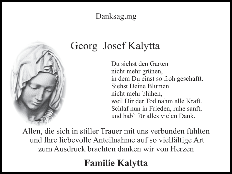  Traueranzeige für Georg Josef Kalytta vom 21.02.2021 aus Zeitung am Sonntag