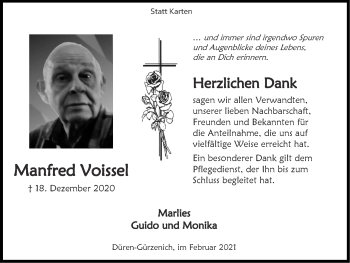 Traueranzeige von Manfred Voissel von Zeitung am Sonntag