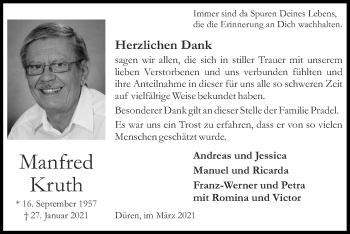 Traueranzeige von Manfred Kruth von Zeitung am Sonntag