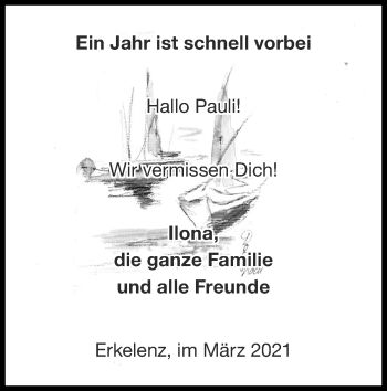 Traueranzeige von Pauli  von Zeitung am Sonntag