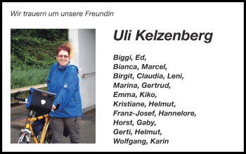 Traueranzeige von Uli Kelzenberg von Zeitung am Sonntag