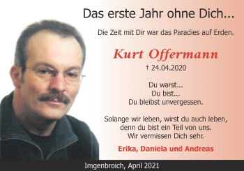 Traueranzeige von Kurt Offermann von Zeitung am Sonntag