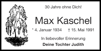 Traueranzeige von Max Kaschel von Zeitung am Sonntag