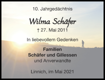 Traueranzeige von Wilma Schäfer von Zeitung am Sonntag
