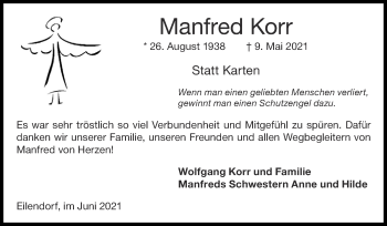 Traueranzeige von Manfred Korr von Zeitung am Sonntag