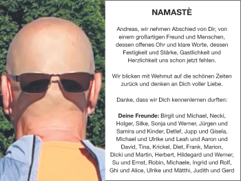 Traueranzeige von Andreas  von Zeitung am Sonntag