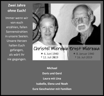Traueranzeige von Ernst Mierzwa von Zeitung am Sonntag