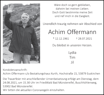 Traueranzeige von Achim Offermann von Zeitung am Sonntag