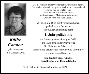 Traueranzeige von Käthe Corsten von Zeitung am Sonntag