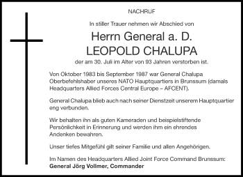 Traueranzeige von Leopold Chalupa von Aachener Zeitung / Aachener Nachrichten