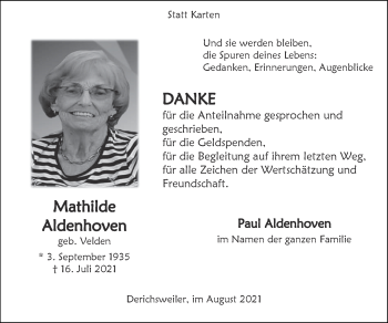 Traueranzeige von Paul Aldenhoven von Zeitung am Sonntag