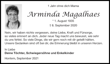 Traueranzeige von Arminda Magalhães von Zeitung am Sonntag