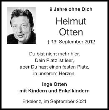 Traueranzeige von Helmut Otten von Zeitung am Sonntag