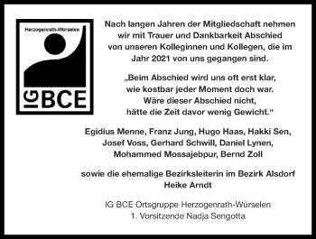 Traueranzeige von In Gedenken  von Zeitung am Sonntag