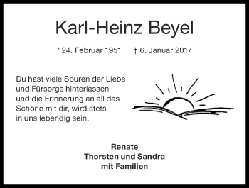 Traueranzeige von Karl-Heinz Beyel von Zeitung am Sonntag