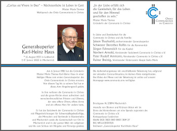 Traueranzeige von Karl-Heinz Haus von Zeitung am Sonntag