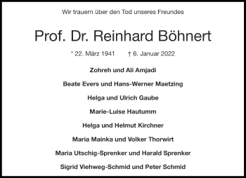 Traueranzeige von Reinhard Böhnert von Aachener Zeitung / Aachener Nachrichten