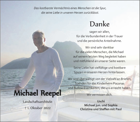Traueranzeige von Michael Reepel von Aachener Zeitung / Aachener Nachrichten