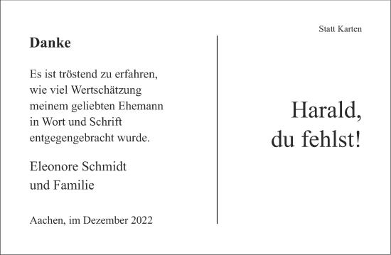 Traueranzeige von Harald  von Aachener Zeitung / Aachener Nachrichten