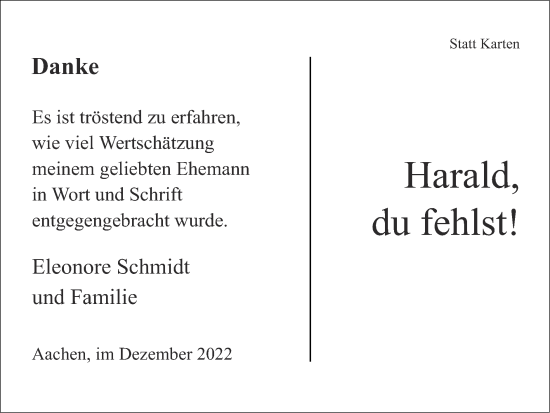 Traueranzeige von Harald  von Zeitung am Sonntag