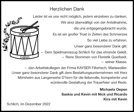 Traueranzeige von Harald Oepen von Zeitung am Sonntag