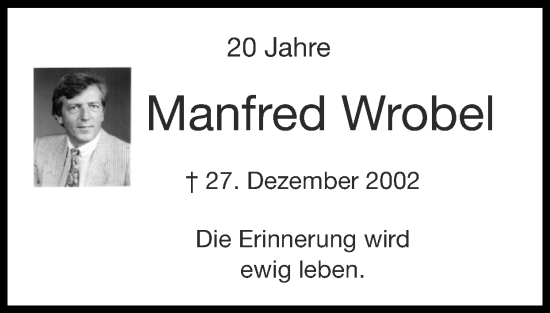 Traueranzeige von Manfred Wrobel von Zeitung am Sonntag