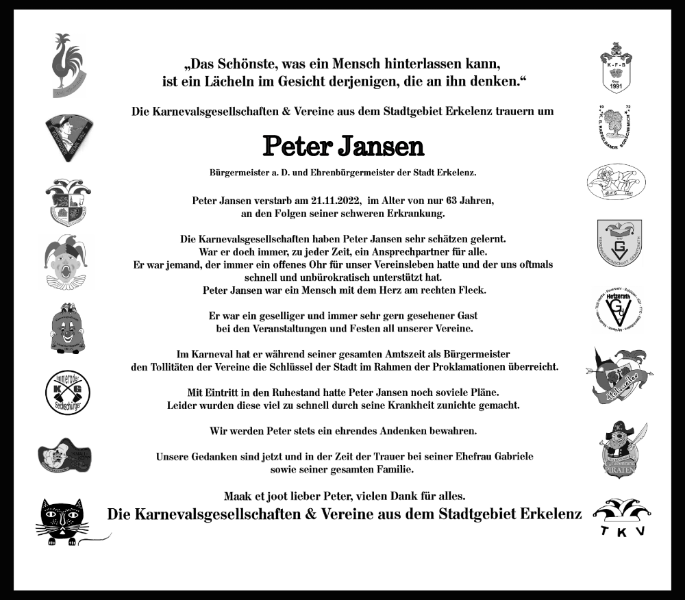  Traueranzeige für Peter Jansen vom 04.12.2022 aus Zeitung am Sonntag