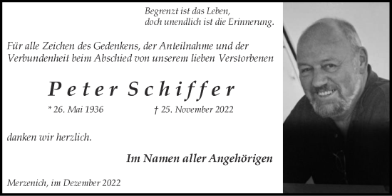 Traueranzeige von Peter Schiffer von Zeitung am Sonntag