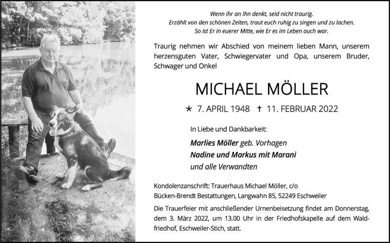 Traueranzeigen von Michael Möllers