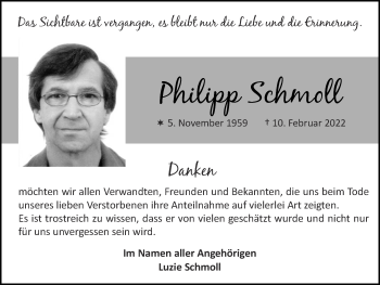Traueranzeige von Philipp Schmoll von Zeitung am Sonntag