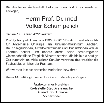 Traueranzeigen von Volker Schumpelick Aachen gedenkt