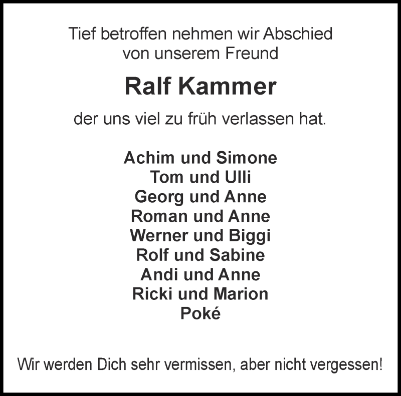  Traueranzeige für Ralf Kammer vom 23.03.2022 aus Aachener Zeitung / Aachener Nachrichten