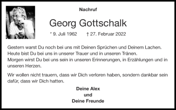 Traueranzeige von Georg Gottschalk von Zeitung am Sonntag