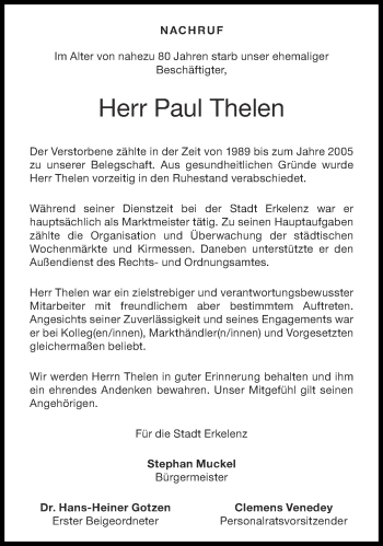 Traueranzeige von Paul Thelen von Aachener Zeitung / Aachener Nachrichten