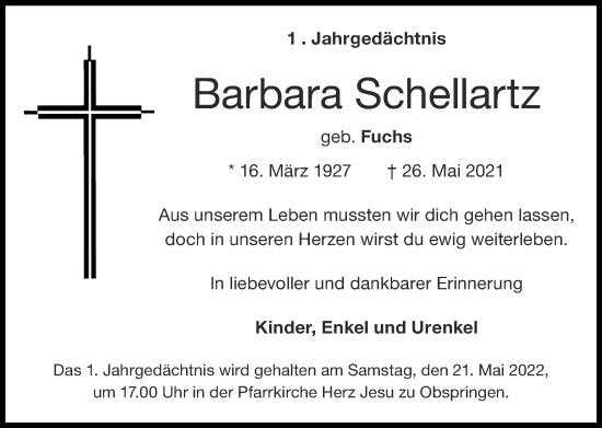 Traueranzeige von Barbara Schellartz von Zeitung am Sonntag