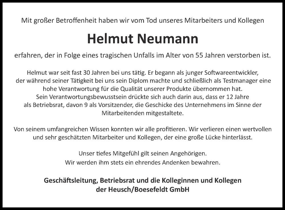  Traueranzeige für Helmut Neumann vom 29.05.2022 aus Zeitung am Sonntag