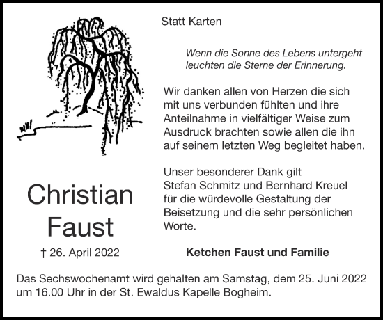 Traueranzeige von Christian Faust von Zeitung am Sonntag