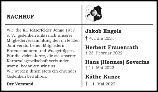 Traueranzeige von Hans Severins von Zeitung am Sonntag