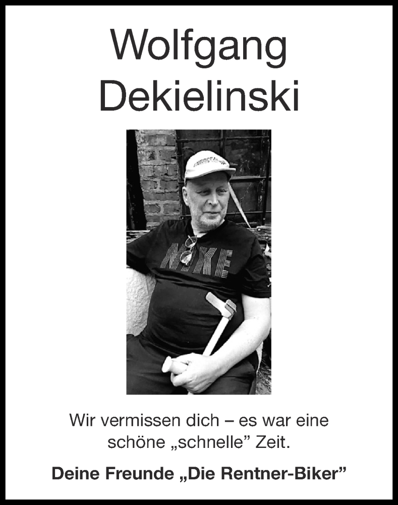  Traueranzeige für Wolfgang Dekielinski vom 24.07.2022 aus Zeitung am Sonntag
