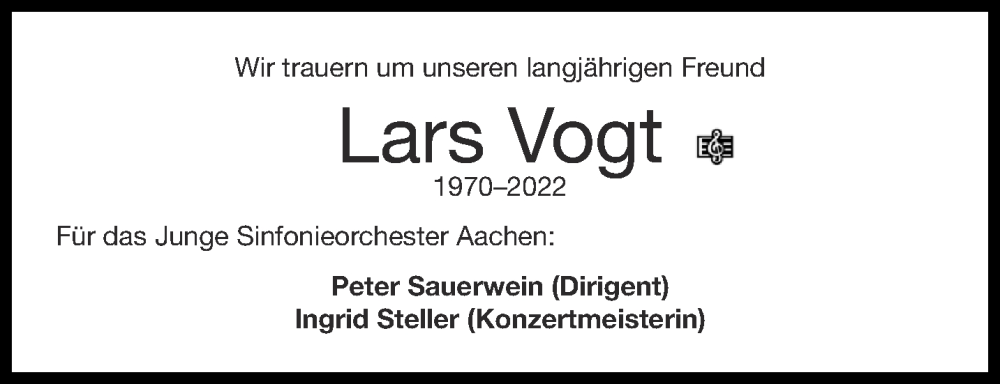  Traueranzeige für Lars Vogt vom 10.09.2022 aus Aachener Zeitung / Aachener Nachrichten