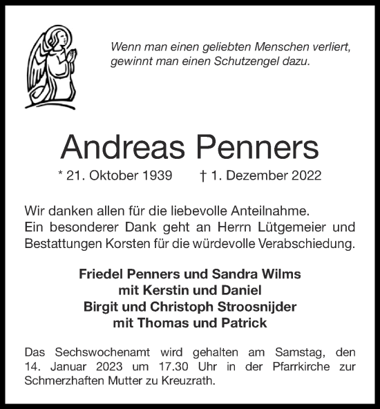 Traueranzeige von Andreas Penners von Zeitung am Sonntag