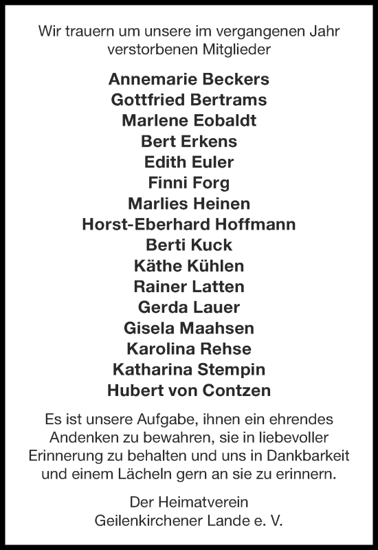 Traueranzeige von Im Gedenken 2022 von Zeitung am Sonntag
